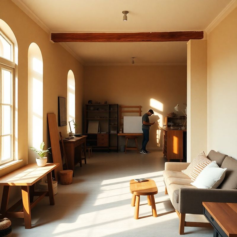 Golden mid-morning light across cream plaster walls and timber furniture
